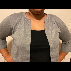 Chase Bank Uniform Puff Sleeve Cardigan: Land End